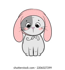 Cute cartoon cat in carnival costume. Vector illustration.