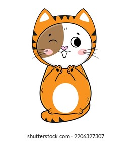 Cute cartoon cat in carnival costume. Vector illustration.