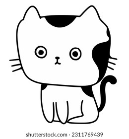 Cute cartoon cat character, black and white pattern, suitable for various publications. and create further works wonderfully