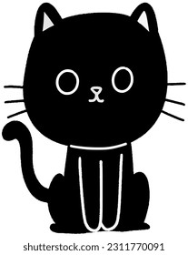 Cute cartoon cat character, black and white pattern, suitable for various publications. and create further works wonderfully