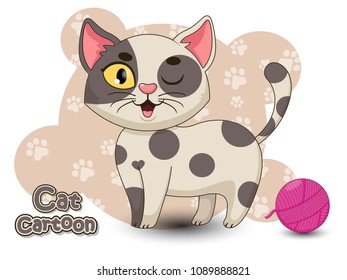 Cute Cartoon Cat Characters. Vector Illustration Cartoon styled.