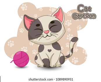 Cute Cartoon Cat Characters. Vector Illustration Cartoon styled.