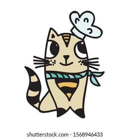 Cute cartoon cat chef. Vector illustration