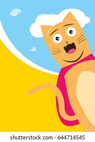 Cute cartoon cat, cover design, vector illustration