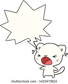cute cartoon cat crying with speech bubble