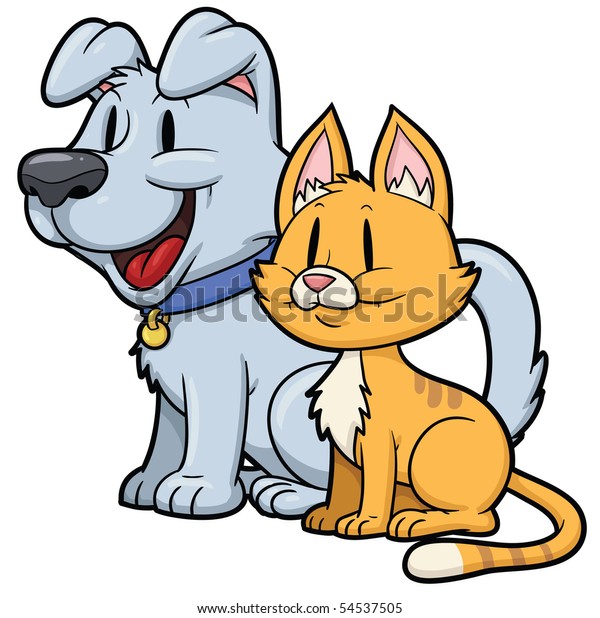 Cute Cartoon Cat Dog Both Separate Stock Vector (Royalty Free) 54537505