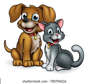 Cute Cartoon Cat And Dog Pet Mascot Characters