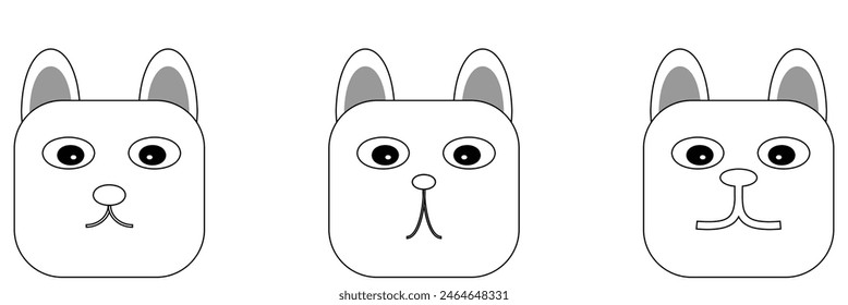 Cute cartoon cat doodle set, funny vector icons. Hand drawn sketch style cat characters faces. white funny cat face set. Eps10.