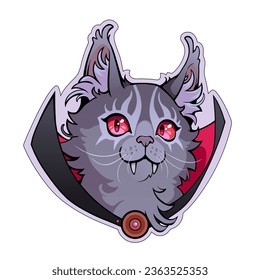 Cute cartoon cat dracula in suit