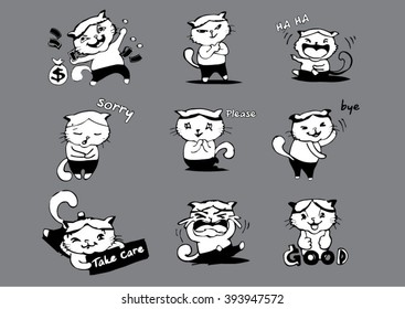 cute cartoon cat emotions,activities of cat