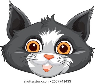 Cute cartoon cat with expressive eyes and smile