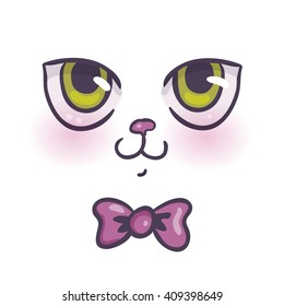 Cute cartoon cat face