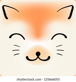 Cute cartoon cat face, vector background for a card