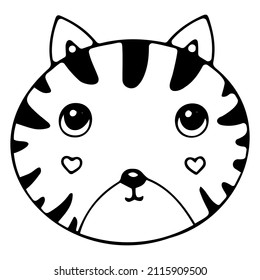 Cara de gato de dibujos animados, icono vector