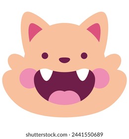 Ilustración linda del vector de la cara del gato de la historieta aislada en un fondo blanco.