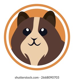 Cute Cartoon Cat Face Vector Illustration in Orange Circle