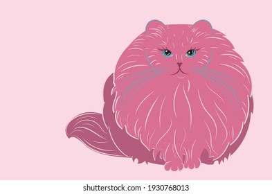 Cute cartoon cat fat very furry illustration.