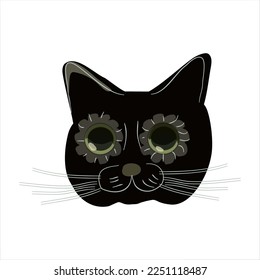 Cute cartoon cat. Flat style vector illustration. Domestic animal, pet, isolated on white. Design element, clipart