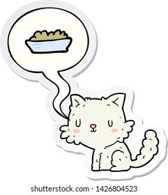 cute cartoon cat and food with speech bubble sticker