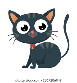 Cute cartoon cat. Funny domestic animal. Childish vector illustration in flat style. Vector illustration