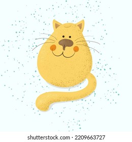 Cute cartoon cat. Funny hand drawing cat.