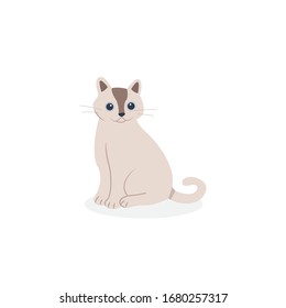 cute cartoon cat, funny, vector style, isolated flat design.