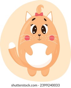 Cute cartoon cat girl Adorable character Vector illustration for animal print children book card