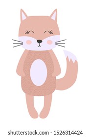 Cute cartoon cat girl in scandinavian style. Childish print, nursery, kids apparel,poster, postcard
