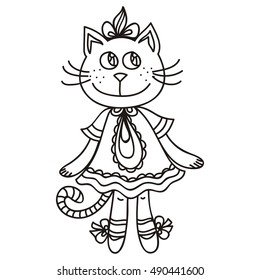 Cute cartoon cat girl. Vector illustration.
