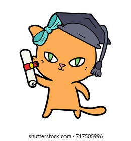 cute cartoon cat graduating