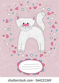 Cute cartoon cat. Hand drawn vector illustration.