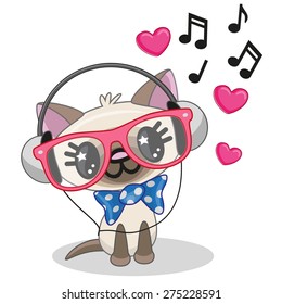 Cute cartoon Cat with headphones
