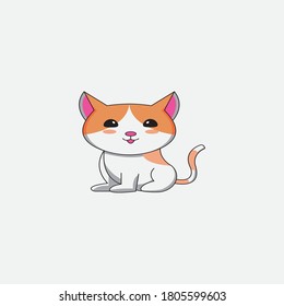 Cute cartoon cat icon design vector illustration