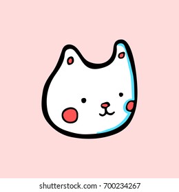 Cute cartoon cat icon. Fun vector character for prints, kids gift ware, cards, patches, invitations, banners, books, scrapbooking,.