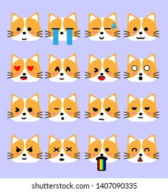 Cute cartoon cat icon set - Vector illustration for animal sticker, posters, logo, graphic, mobile application, patches, prints clothes, emblems, web design, infographics, emotion