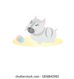 
Cute Cartoon Cat Icon Vector  