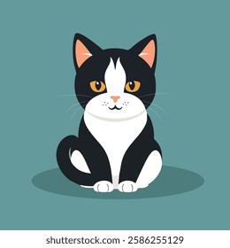 Cute Cartoon Cat Illustration- Flat Vector Design