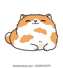 Cute Cartoon Cat Illustration With Fluffy Fur and Happy Expression