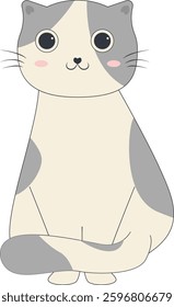 Cute Cartoon Cat Illustration Isolated on White Background. Vector Character.