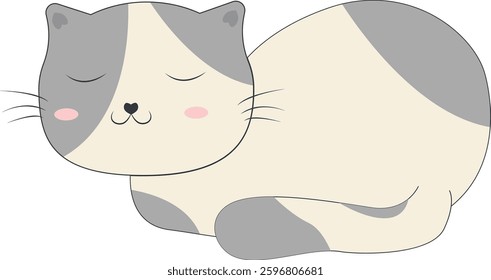 Cute Cartoon Cat Illustration Isolated on White Background. Vector Character.