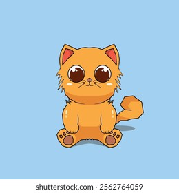 Cute cartoon cat image in orange color and vector format