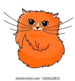 Cute cartoon cat isolated on white