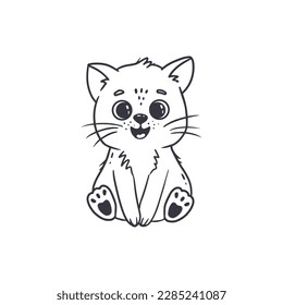 lindo gato de dibujos animados aislado en blanco. Doodle.Coloring.Vector ilustración.