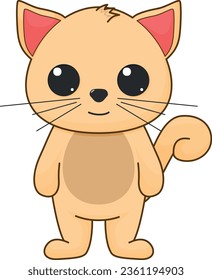 Cute cartoon cat isolated on a white background. Vector illustration.