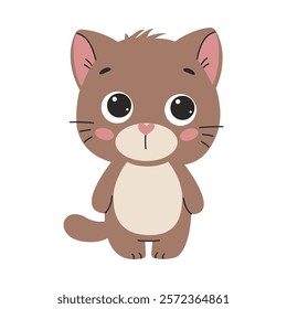 Cute cartoon cat isolated on white background. Vector illustration in flat style.