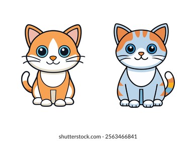 cute cartoon cat isolated white background