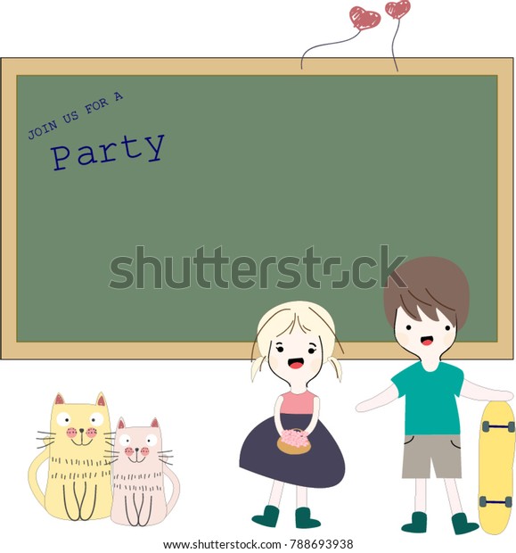 Cute Cartoon Cat Kitty Kittenboy Girl Stock Vector Royalty Free