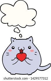 cute cartoon cat in love with thought bubble