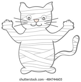 cute cartoon cat mummy vector illustration