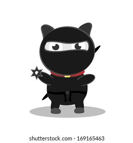 cute cartoon cat ninja. vector